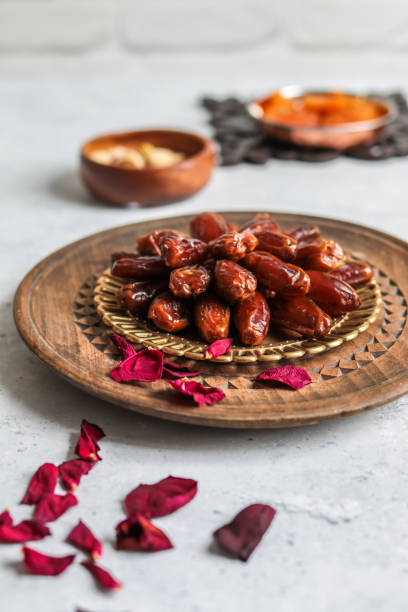 Traditional Ramadan foods with dried fruits and dates to break fast iftar