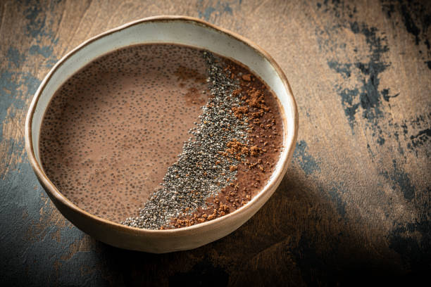 Chocolate chia pudding vegan breakfast bowl recipe