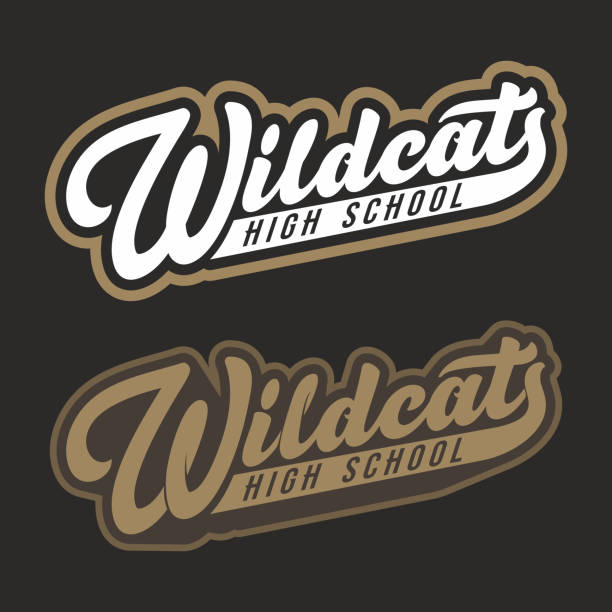 illustrations, cliparts, dessins animés et icônes de lettrage wildcats - chat sauvage