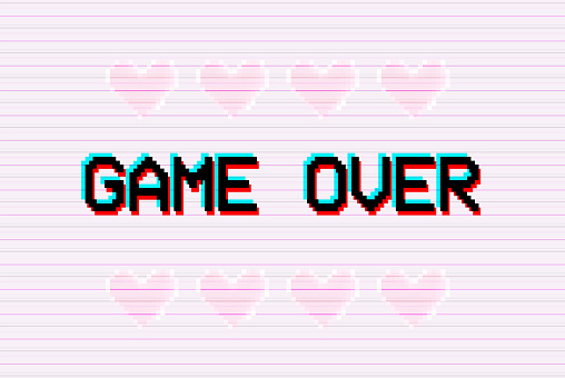 Game Over pixel text, rgb shift effect