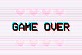 Game Over pixel text, rgb shift effect