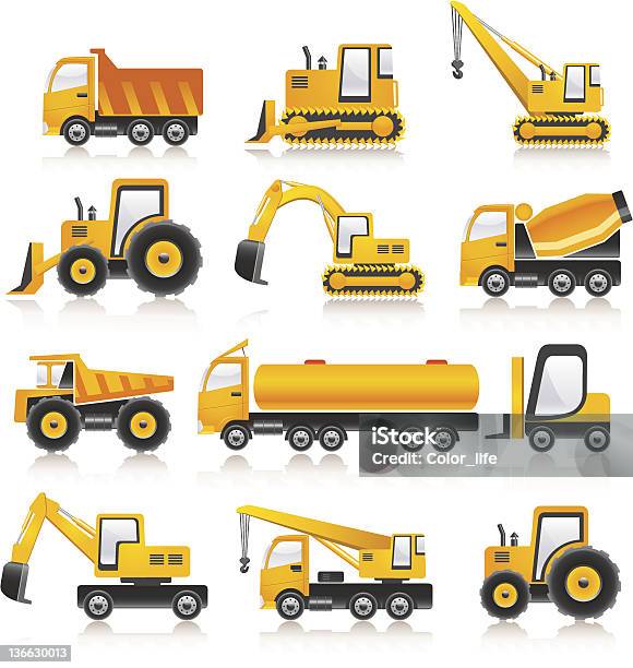 Machines Stock Illustration - Download Image Now - Concrete, Truck, Agricultural Machinery