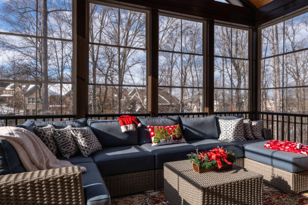 istock Cozy Porch Enclosure in Winter 1366302451