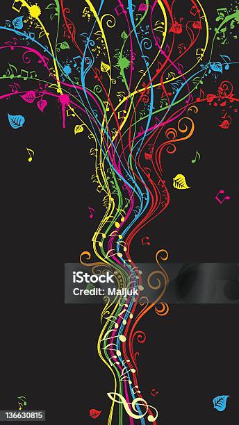 Música Colorida Árvore - Arte vetorial de stock e mais imagens de Nota Musical - Nota Musical, Pauta Musical, Abstrato