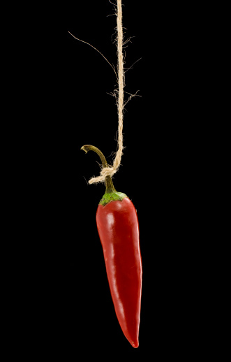 Hanging red chilly pepper.