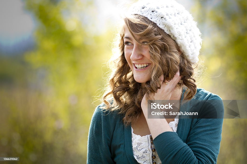 Happiness Young woman smiling in the outdoors on a sunny day. Adolescence Stock Photo