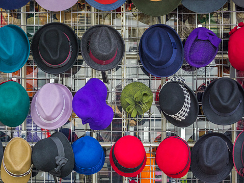 Portobello Market stands with various souvenirs along the streets of the Notting Hill district of London England