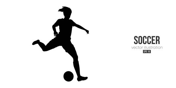 football soccer player woman in action isolated white background. Vector illustration football soccer player woman in action isolated white background. Vector illustration soccer soccer player goalie playing stock illustrations
