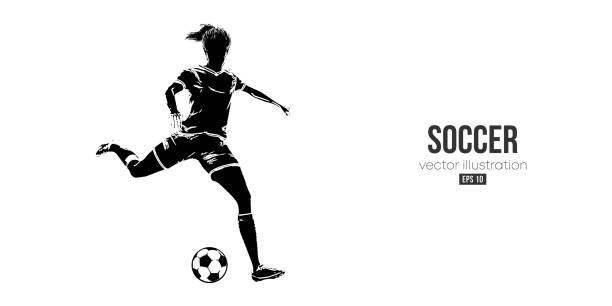 piłkarka w akcji izolowane białe tło. ilustracja wektorowa - soccer soccer player goalie playing stock illustrations
