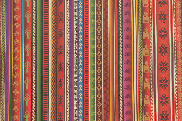 istock Close up to traditional Peru colorful fabric pattern, unique Peruvian hand made style. 1366312665