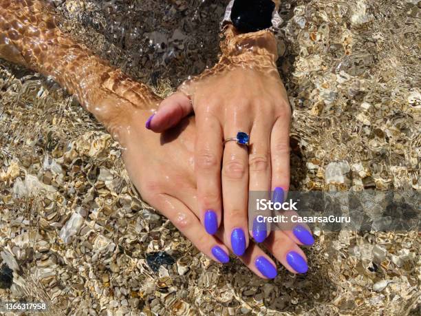 Summertime Nail Polish Trendy Color Stock Photo - Download Image Now - Fingernail, Summer, Jewelry