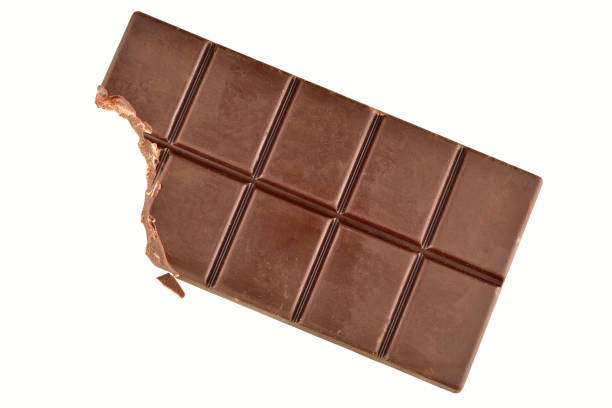 Bitten Chocolate Bar Isolated on White Background with Clipping Path stock photo