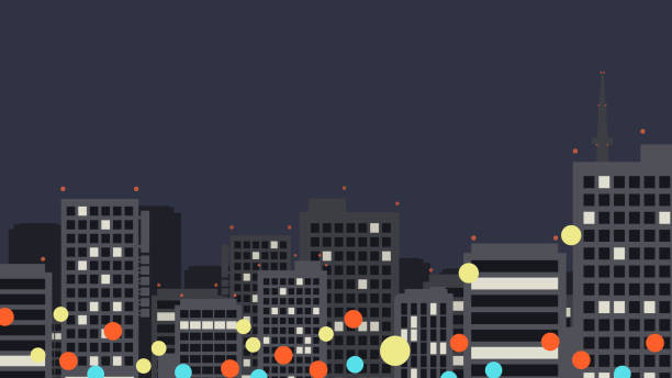 Next to the city night light Created with Illustrator. 街 stock illustrations