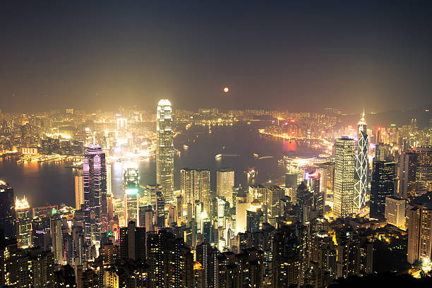 istock night scene of Hongkong 136632144