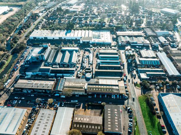 istock Drone view of Warehouse in Milton Keynes, UK 1366323375