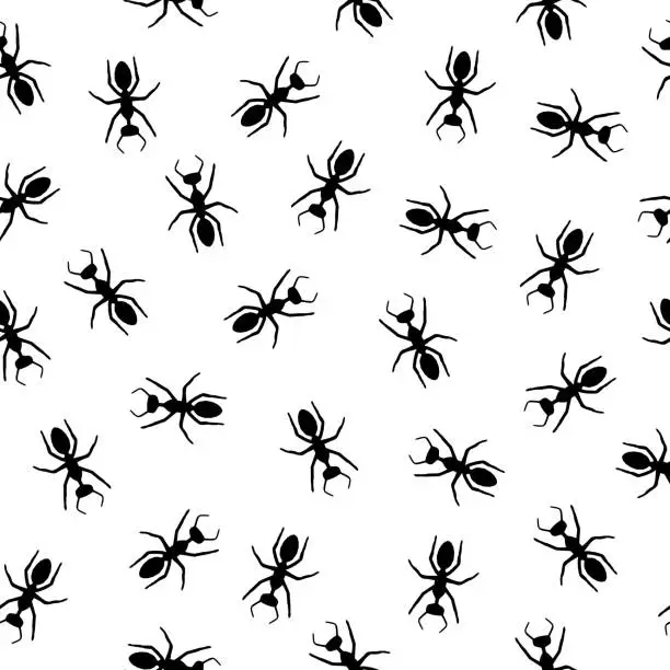 Vector illustration of Black Ants Seamless Pattern