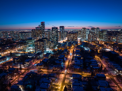 Top view night picture of ,North york Toronto Canada