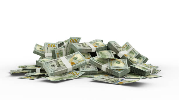 Stack of 100 US dollar notes 3D Stack of 100 US dollar notes isolated on white background last money stock pictures, royalty-free photos & images