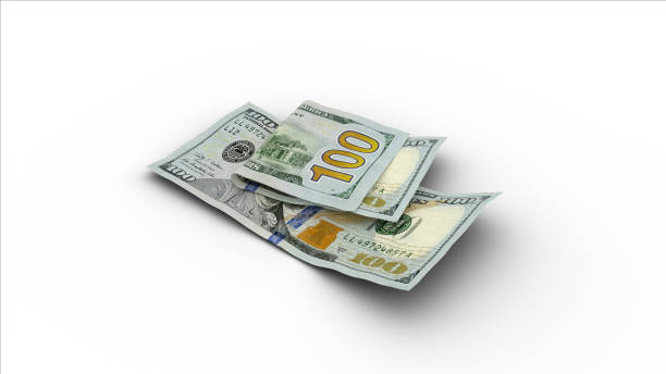 istock Double 100 US dollar notes with shadows on white background 1366342745
