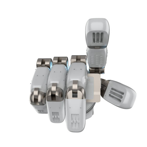 istock Cyborg hand finger point isolated 1366343692