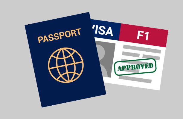 USA student viza F1. Visa in the United States  study for foreign students. vector art illustration
