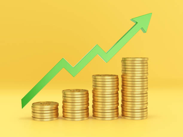 istock 3d Render Green Arrow upping on stack coins Money Saving Graph stock photo 1366348791