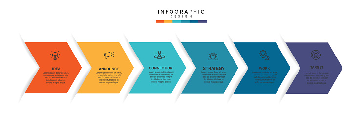 Step of business timeline infographic for data business visualization element background template
