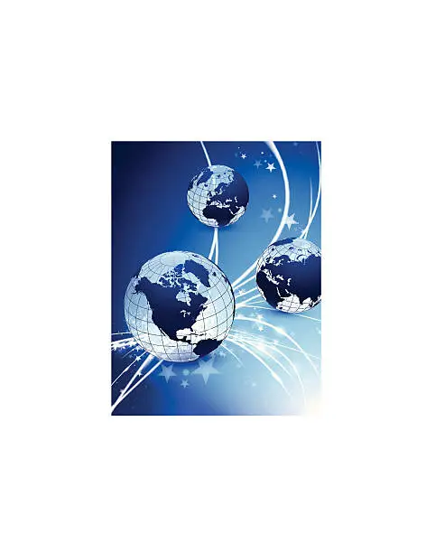 Vector illustration of Globe Collection on Fiber Optic Background