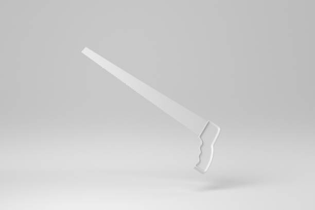 Saw with Tough Blade on white background. minimal concept. monochrome. 3D render.\