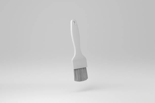 istock Paint brush isolated on white background. minimal concept. monochrome. 3D render. 1366351206