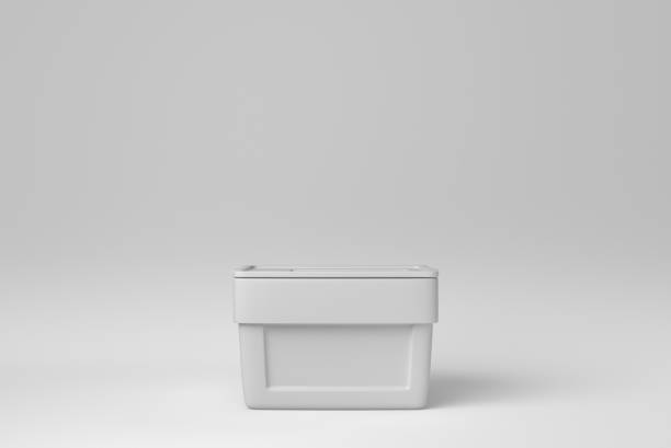 Ice chest. Handheld refrigerator isolated over on white background. minimal concept. monochrome. 3D render. Ice chest. Handheld refrigerator isolated over on white background. minimal concept. monochrome. 3D render."r"n cool box stock pictures, royalty-free photos & images