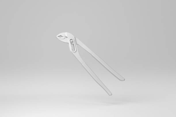 Battery service pliers on white background. minimal concept. monochrome. 3D render.\