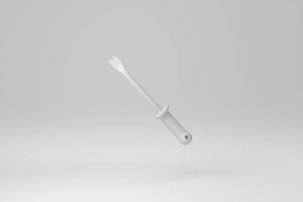 screwdriver isolated on white background. Hand tool for repair and construction. minimal concept. monochrome. 3D render.\