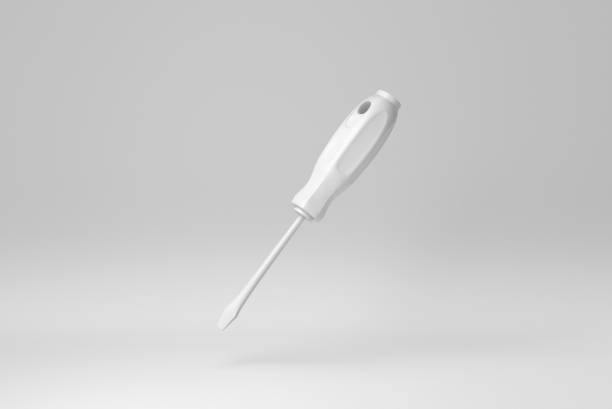 screwdriver isolated on white background. Hand tool for repair and construction. minimal concept. monochrome. 3D render.\