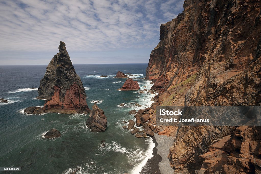 Sea scenery with a rock Sea shore by Madeira Atlantic Islands Stock Photo