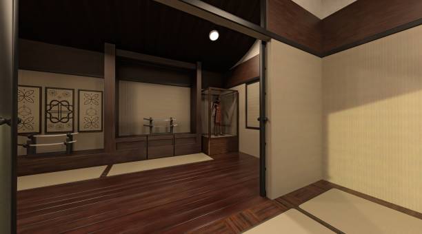 istock Samurai house exterior and interior 3d illustration 1366353437
