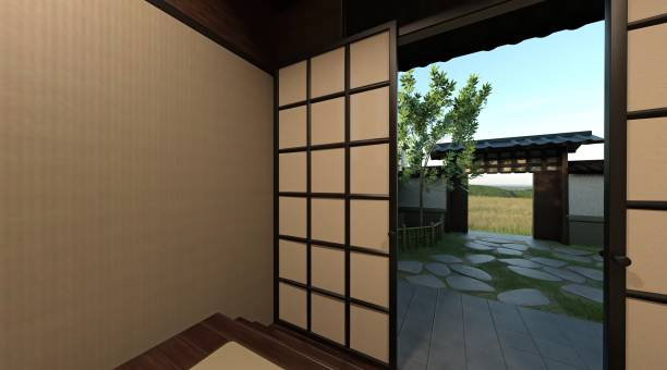 istock Samurai house exterior and interior 3d illustration 1366353447
