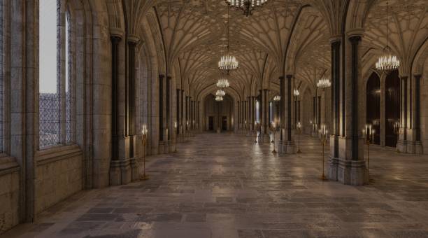 istock Fantasy medieval great hall in the castle 3d illustration 1366354168
