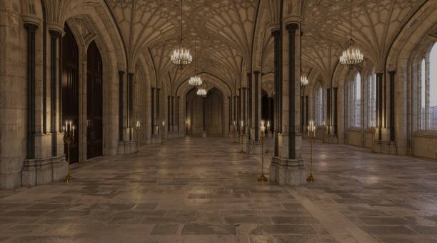 istock Fantasy medieval great hall in the castle 3d illustration 1366354191