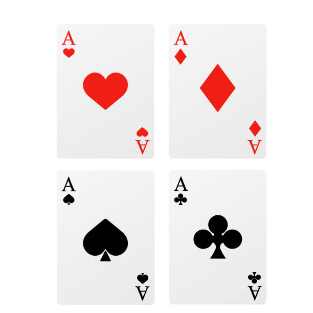 istock Set of playing cards, ace of four suits. Vector 1366354959