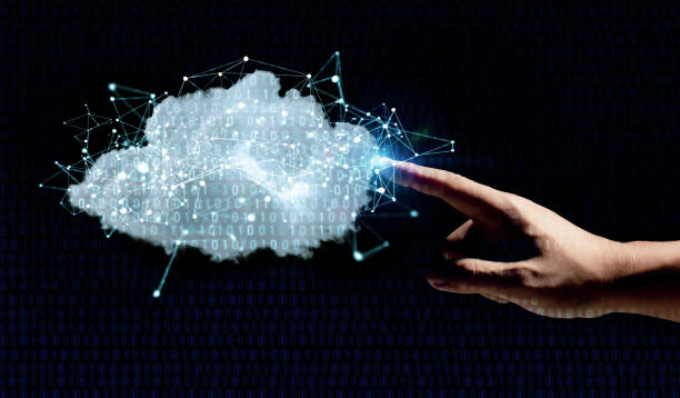Cloud computing technology concept with 3d rendering cloud with digital connection stock photo