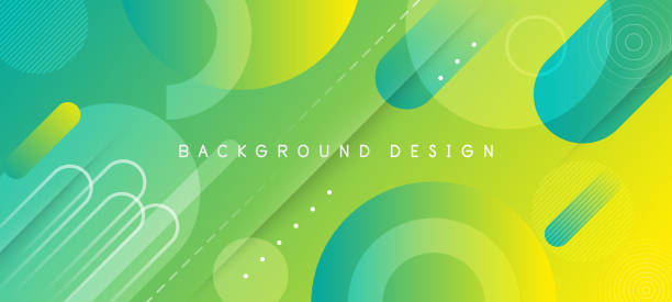 抽象的な緑のグラデーション幾何学的図形の円の背景。現代の未来的な背景。ランディングページ、ブックカバー、パンフレット、チラシ、雑誌、ブランディング、バナー、ヘッダー、プレ� - green backgrounds spotted abstract点のイラスト素材／クリップアート素材／マンガ素材／アイコン素材