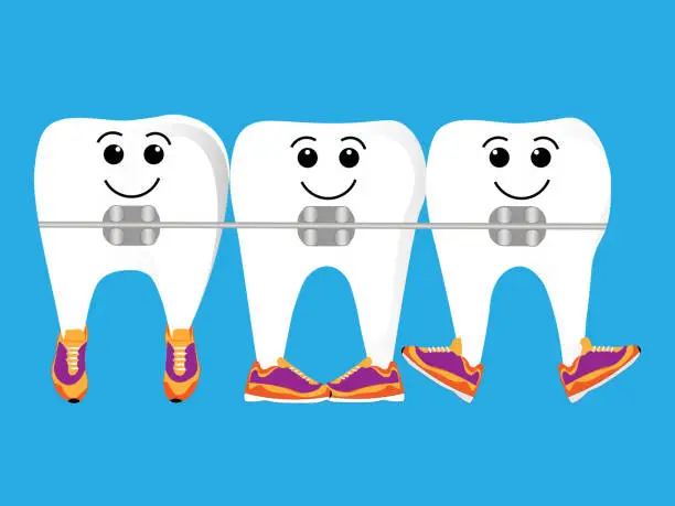 Vector illustration of Straightening teeth