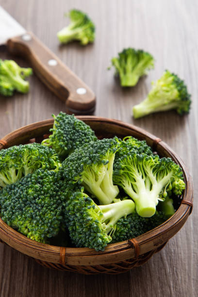 istock Healthy Green Organic Raw Broccoli Florets Ready for Cooking 1366372879