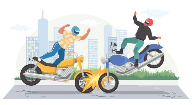 Motorcycle Accident Vector Illustration Road Crash Two Motorbikes Collision  Road Traffic Accident Stock Illustration - Download Image Now - iStock