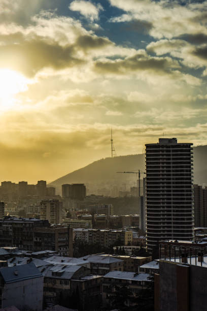 istock Dramatic sky over Tbilisi city 1366380213