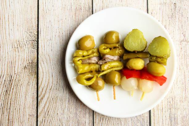 Pickled skewers stock photo