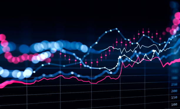 istock Graph stock market with rising lines and candlesticks, blurred bokeh 1366383440
