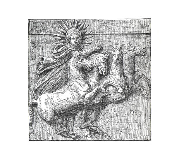 Trojan horse. Odysseus on the horse. (Odysseus Ilias) vintage hand drawn ancient illustration. Trojan horse. Odysseus on the horse. (Odysseus Ilias) vintage hand drawn ancient illustration. ulysses stock illustrations