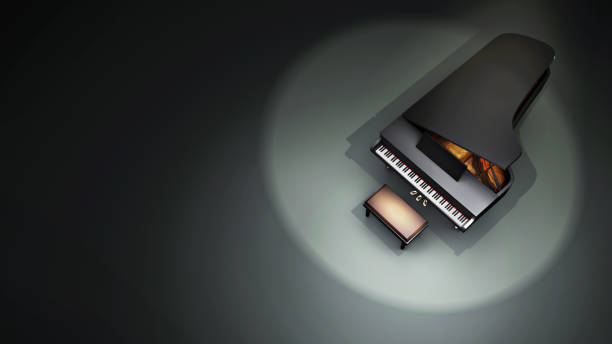 istock Top view music concept scene with a grand piano 1366385424